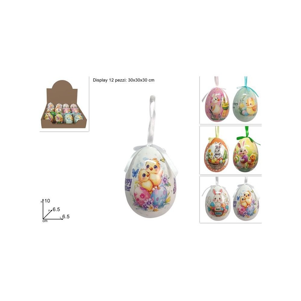 UOVO APPENDINO DECORATO 10CM ASSORTITO IN DISPLAY